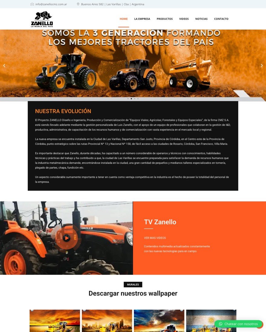 Sitio web de Zanello desarrollado por Sidney Studios